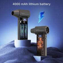 Soplador de aire turbo huracán de 160,000 RPM, soplador eléctrico inalámbrico con presión de viento de 160g, motor sin escobillas de 4 velocidades ajustables, batería recargable de 4000mAh, kit de luz LED y boquillas múltiples para limpieza de computadoras/autos