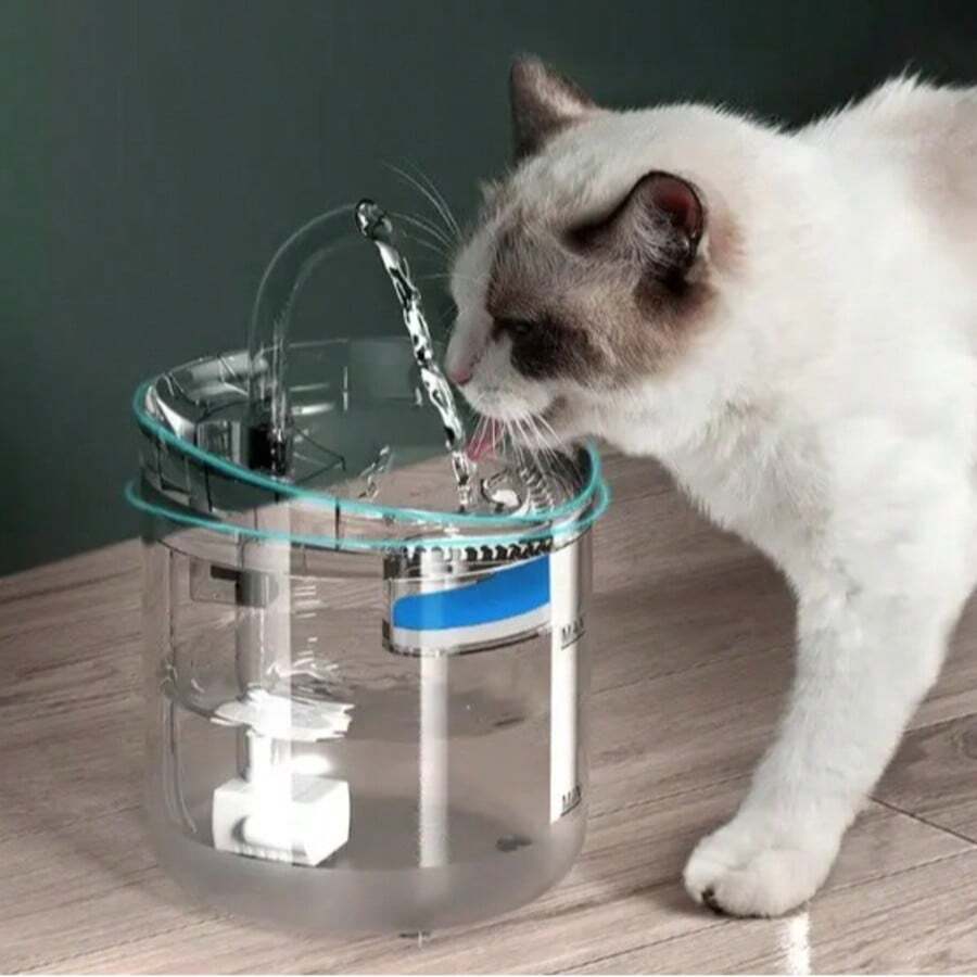 2L Transparent Drinking Fountain With Tap – Automatic System For Your Pet To Drink Whenever It Wants! - Clear - View 1