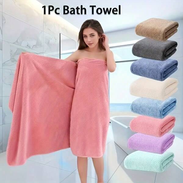 2pcs Extra Large & Thick Pineapple Plaid Microfiber Bath Towels, Quick Dry Absorbent Sports Towels For Gym, Hotel, Home Use