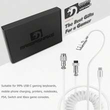C01Pro Coiled USB C Cable For Gaming Keyboard,Nylon Braided Mechanical Keyboard Cable With Detachable Metal Aviator,Double-Sleeved,Pro Custom Type C Charging Keyboard Cable - 彩色 - 查看 9
