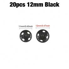 50-6件/100-12件 8-25毫米黑色/银色金属按扣，缝纫服装、包袋、钱包配件 - 黑色 - 查看 15