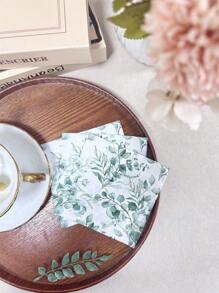 20 piezas/Set, Servilletas de papel desechables con estampado de hojas de eucalipto de 10 pulgadas x 10 pulgadas, papel de seda colorido para fiestas de primavera, bodas, té, restaurantes y cafeterías, decoración de comidas, fabricado con pulpa de madera virgen, artículos para fiestas