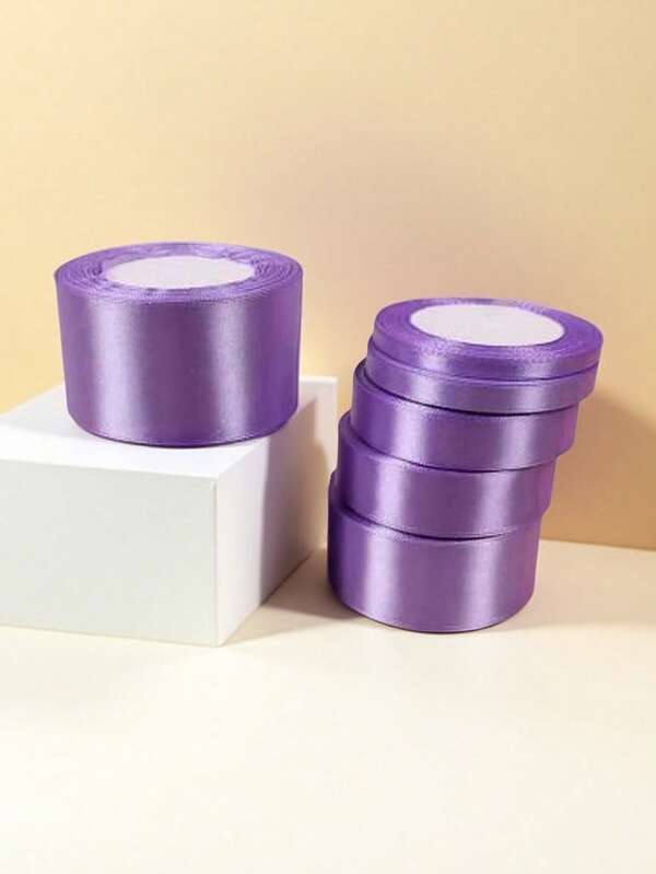 25 jardas/rolo de fitas de cetim com 0,6-5 cm de largura, fita roxa para casamento, decoração de festa de aniversário, embalagem para presente, acessórios de cabelo faça você mesmo, fita para embalar buquê de rosas