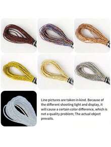 Set de 19 colores de hilos metálicos de bordado, 152 metros por color, hilos de poliéster brillantes adecuados para punto de cruz, pulseras de la y manualidades DIY - Set de 19 colores - Multicolor - Ver 9