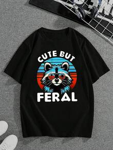 Boys & Teens' Casual Graphic Print Round Neck Short Sleeve T-Shirt, Summer Top - 黑色 - 查看 1