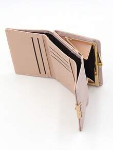 1pc Pink Trifold Fashionable Printed Compact Wallet For Women Wallet Mini Wallet Purse Wallet Small Wallet Cute Wallet Wallet - Pink - View 6