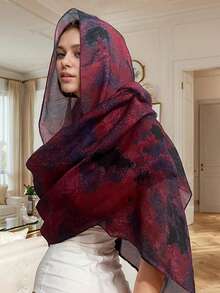 1 件女士夏季轻质树叶和老虎印花围巾，披肩头巾，适合日常生活和旅行 - 多色斑點花紋 - 查看 4