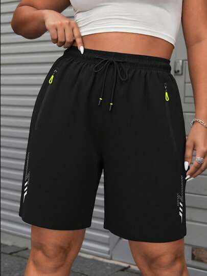 Damen Schnell trocknende Sport Shorts mit Reißverschlusstaschen - atmungsaktiv für Laufen & Fitnessstudio