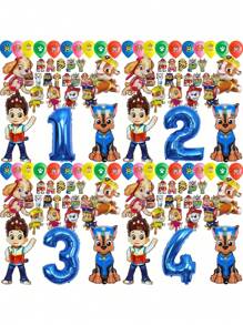 Paw Patrol Authorize Paw Patrol Theme Balloon 32inch Number Balloons Happy Birthday Banner Party Decorations, Birthday Balloon Combination Perfect For Birthday Adult Gift Party Wall Decorative Balloon Set