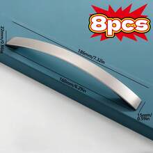 8件光滑抛光镍拉丝橱柜把手 | 现代欧美风格，铝合金抽屉拉手 | 衣柜和门装饰的极简五金 - 彩色 - 查看 4