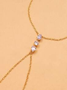 1 Stück minimalistischer goldener Metallketten-Fingerring-Armreif, dekoriert mit Strass, modische Strandaccessoires für Frauen