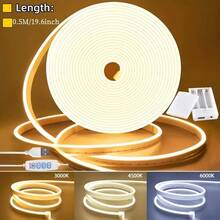 1 个 LED 霓虹灯带防水 5V USB COB LED，带柔性可调光白色 LED 灯带 3000-6500K，适用于电视背光、卧室、橱柜、厨房、DIY 照明/万圣节装饰、房间装饰、派对装饰（白光、中性光、暖白光）