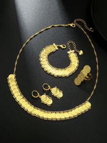 5 قطع/مجموعة مجوهرات عملة أنيقة من الشرق الأوسط دبي، مناسبة للهدايا والاستخدام اليومي للنساء