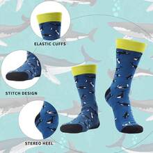 Men's Funny Novelty Crazy Pattern Dress Socks For Gifts - Blue/Black/Grey/Multicolor Animal-6m - View 7