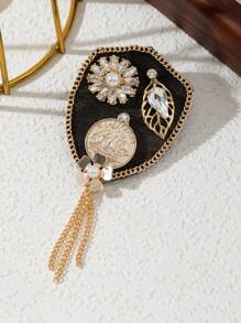 1 Stück elegante, vintage Palastdesign Strass Quaste blumenförmige Brosche, luxuriöser Schmuckpin für Frauen, perfekt für den täglichen Gebrauch und als Geschenk für ein Abenddate