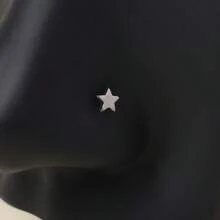 1 件钛合金 F136 女士创意时尚独特 L 型五角星鼻环 - 銀色 - 查看 2