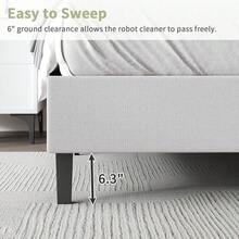 Upholstered Bed Frame With Headboard, Linen Fabric Platform Bed Frame With Tufted Headboard, No Box Spring Required, Easy Assembly, Pink/ White/ Black/ Blue, Twin/ Full/ Queen - 白色 - 查看 4