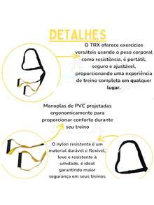 Fita para Treino Suspenso tipo TRX Crossfit Pilates Yoga Fisioterapia Kit 5 Faixas Elásticas Treino Funcional Lançamento - Preto - Visão 7