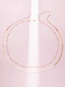 2 件复古金色金属亮片串珠腰链套装，性感时尚身体链，适合海滩度假，女士派对礼物