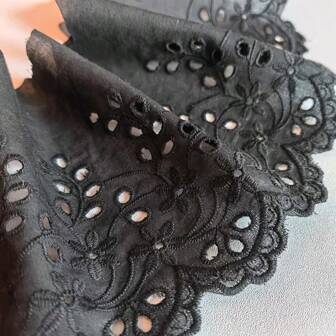 1yard Black Embroidered Lace Ribbon, 13.5 Cm Wide, Curtain Tie Back, Clothing DIY Decoration Fabric