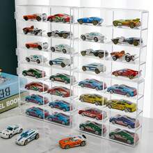 1/64 Scale Wheels Toy Car Display Case Holds 32 Toy Cars Storage Organizer, Dustproof, Clear Toy Car Display Box 6.5 X 7.5 X 1.6 Inches 4pcs - White - View 2