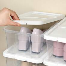 SONGMICS Set Of 8 Shoe Boxes Storage Boxes For Shoes Shoe Storage Box Transparent With Plastic Lid For Shoes Up To Size 41, Transparent - White - View 3