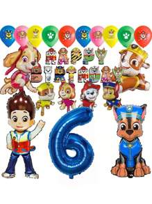 Paw Patrol Authorize Paw Patrol Theme Balloon 32inch Number Balloons Happy Birthday Banner Party Decorations, Birthday Balloon Combination Perfect For Birthday Adult Gift Party Wall Decorative Balloon Set