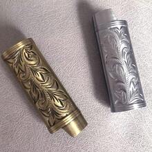 HUMWE 2 Pack Vintage Metal Lighter Case Cover Front Arabesque Engraving Reusable Lighter Sleeve For Bic J6 Regular Lighters (Style1-Bronze) - Style2-bronze&silver - 查看 3