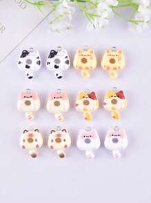 12 buc asortate drăguț gogoașă, pisică și animal în formă de rășină bijuterii pandantiv, cercei, accesorii colier pentru femei DIY confecționare de bijuterii