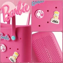 芭比大容量博格斯夏季EVA沙滩包篮女野餐手提包带孔防水手提袋购物单肩包可爱午餐盒包礼物 - 玫瑰紅 - 查看 5