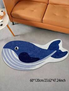 1件可爱鲸鱼造型TPR防滑浴室垫，高吸水性，适用于浴室、客厅、卧室、洗衣房、入口厨房等场所。