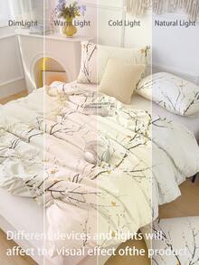 Bộ ga trải giường họa tiết hoa bằng sợi microfiber mềm mại - Bộ ga trải giường/chăn ga 2/3 món tốt nhất - Bao gồm 1 ga trải giường và 1/2 vỏ gối - Giá cả phải chăng, chất lượng cao, phù hợp với giường đơn, giường đôi, giường cỡ lớn, trang trí phòng ngủ. - Vàng nhạt - Xem 4