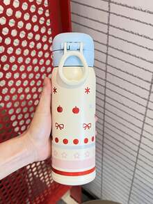 Cartoon Adorable Children's Insulated Cup, Girls Boys Straw Bottle School Portable Water Cup, Stainless Steel - Blue - View 6