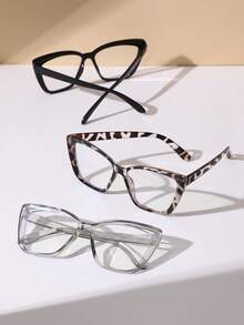 1副/3-4副女士休闲时尚猫眼透明眼镜，适合日常阅读、办公、徒步旅行、聚会等场合。