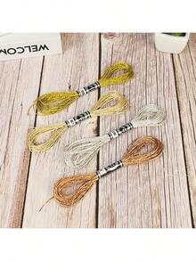 Set de 19 colores de hilos metálicos de bordado, 152 metros por color, hilos de poliéster brillantes adecuados para punto de cruz, pulseras de la y manualidades DIY - Set de 19 colores - Multicolor - Ver 11