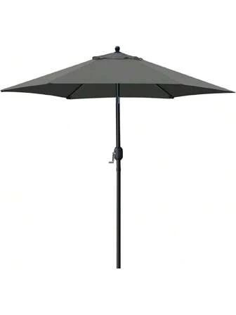 7.5' Patio Umbrella Outdoor Table Market Umbrella With Push Button Tilt/Crank, 6 Ribs (Red)Dss