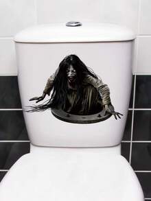 1 件 30 厘米 * 30 厘米自粘可移除 PVC 万圣节装饰马桶座贴纸，恐怖骷髅和蜘蛛图案，浴室墙壁装饰，马桶盖贴纸，浴缸艺术房间装饰家居装饰墙贴贴纸墙贴秋季装饰