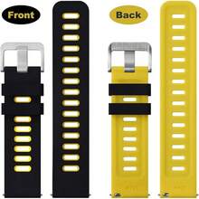 Smart Watch Strap - Black-yellow (Silver Buckle) - View 2