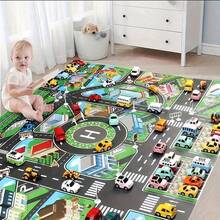 1 pezzo, Tappetino da gioco per traffico cittadino, grande tappeto da gioco in tessuto non tessuto, impermeabile e anti-umidità, stile moderno, mappa stradale interattiva per bambini che giocano con macchinine, decorazione per la stanza, strumento educativo, ritorno a scuola