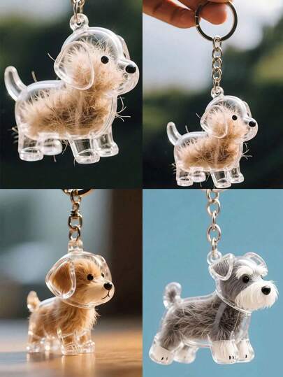 1 pieza Caja colgante decorativa transparente y linda para almacenar el pelo de mascotas, caja recolectora de pelo de Golden Retriever y Schnauzer para llaveros