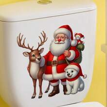 Adesivo per auto di Babbo Natale e renne, finitura opaca, impermeabile, rimovibile, autoadesivo, facile da applicare e staccare, decorazione natalizia rimovibile per auto e pareti - decorazione natalizia usa e getta, decorazione per feste di Natale | Adesivo da parete natalizio cartoonesco, adesivo da parete, adesivo, decorazione per la casa, decorazione per la stanza