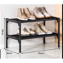3-4-5层鞋架，可容纳12-15双鞋，坚固的可堆叠鞋架，可扩展和可调节的鞋子收纳架，耐用的金属鞋子收纳架 - 黑色 - 查看 8