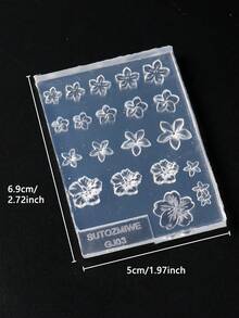 FULL BEAUTY 花朵美甲模板硅胶雕刻模具鸡蛋花、缅栀子花、樱花、夏威夷芙蓉花图案设计盛开花朵浮雕美甲模具美甲艺术工具美甲用品饰品装饰
