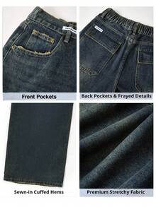 Women's Y2k Baggy Jeans High Waist  Wide Leg Jeans Casual Loose Boyfriends Trousers Vintage Grunge Streetwear, Fall And Winter Denim Pant For Women - 紫色 - 查看 5