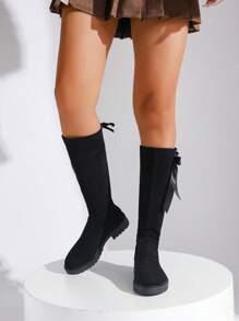 2025 新款优雅西式女靴，舒适绒面革套穿设计踝靴，黑色百搭一脚蹬休闲度假鞋