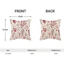 AEIOAE Spring Pillow Covers 18x18 Inch Set Of 2,Sage Wild Flower Plant Throw Pillows Case,Seasonal Floral Outdoor Decorative Square Linen Farmhouse Decor Cushion Covers For Home Sofa Bed Couch - Red - View 5