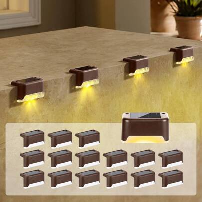 Senmeo 16-Pack Solar Deck Lights, Outdoor Step Light With Auto On/Off, 12Hr LED Lighting For Stairs/Steps/Fences/Yards/Gardens/Paths, Durable & Easy Install, Ideal For Malls/Hotels/Libraries, Solar-Powered Outdoor Lights