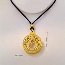 1 pièce Collier vintage à la mode de style chinois avec pendentif en céramique émaillée en forme de calebasse creuse