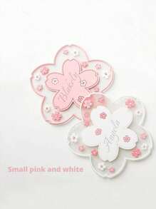 1PC Personalized Cherry Blossom Desk Mat And Coaster Set, Flower Shaped Silicone Cup Coaster, Insulation Pad –Custom Text Table Decor, Heat-Resistant Mug Pad For Home Or Office, Back To School Gift For Her