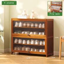 Shoe Cabinet Household Door Shoe Rack Simple Storage Artifact Space Saving Dormitory Dustproof Multi-Storey Rental House - Màu nâu - Xem 3